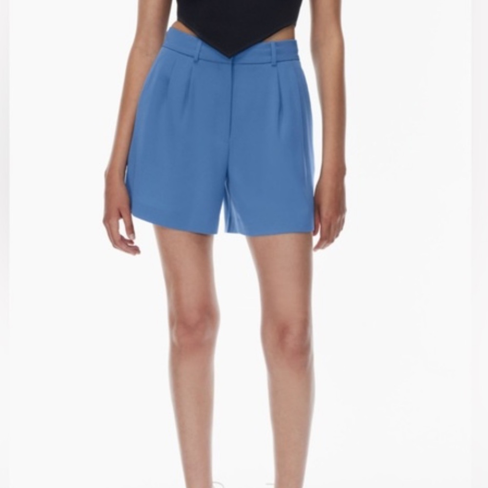 Aritzia High Waist Blue Tailored Shorts